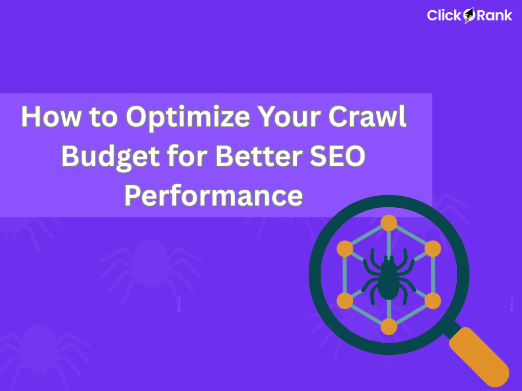 Crawl budget optimization guide title with network spider diagram