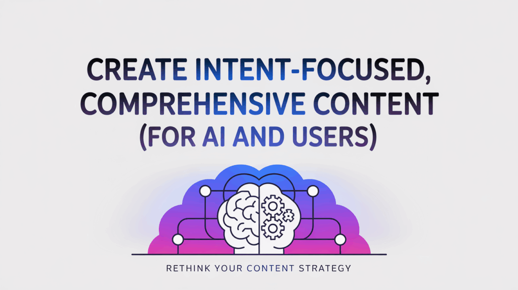 Content strategy infographic with brain and gear icons in cloud design
