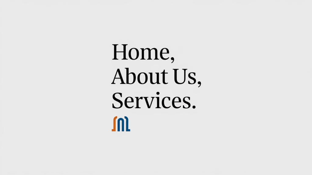 Website navigation menu showing Home, About Us, and Services pages for internal linking