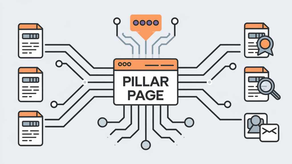 Pillar page content marketing strategy with interconnected topics and internal links