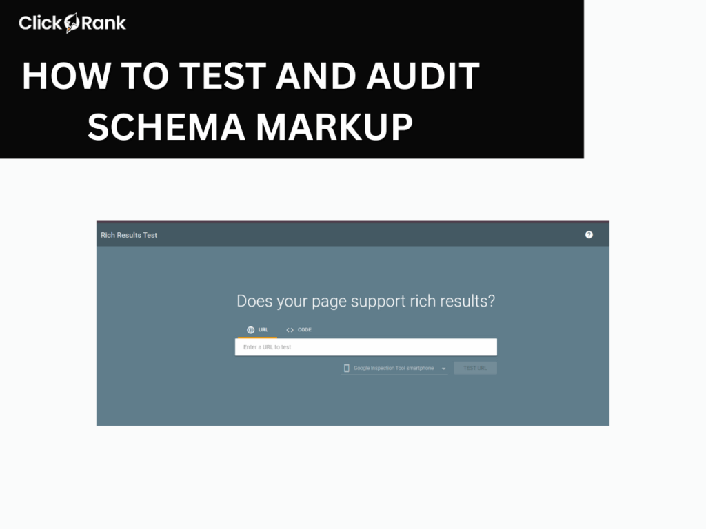 Google Rich Results Test tool interface for schema markup validation and testing