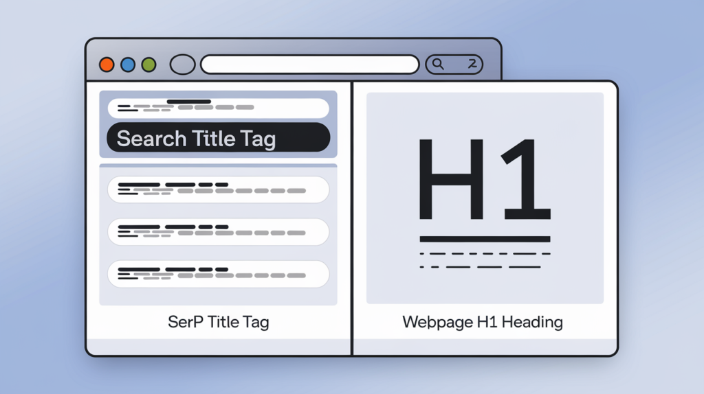 Title vs header tags comparison in search results and webpage display