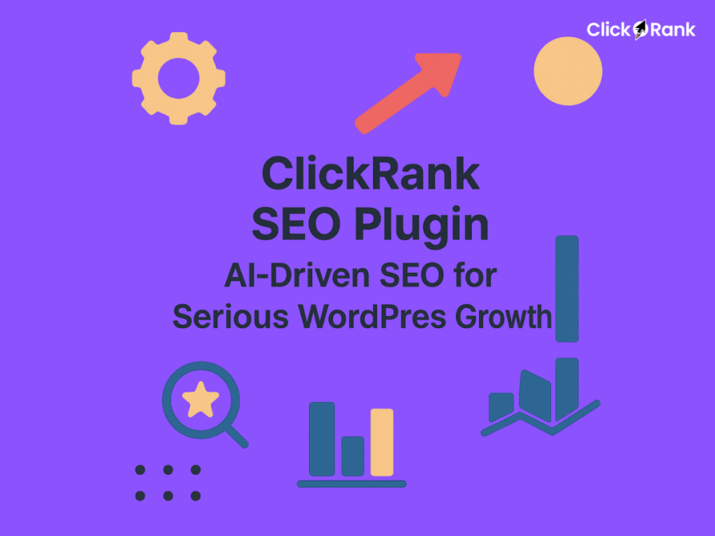 ClickRank SEO Plugin AI-driven WordPress SEO growth solution with analytics graphics