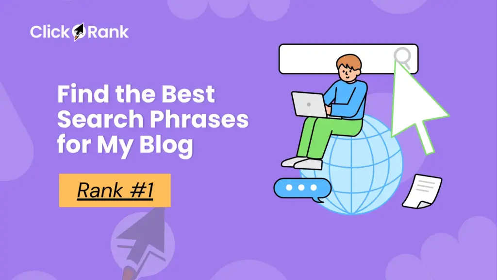 Person researching keywords on laptop with search interface and globe illustration