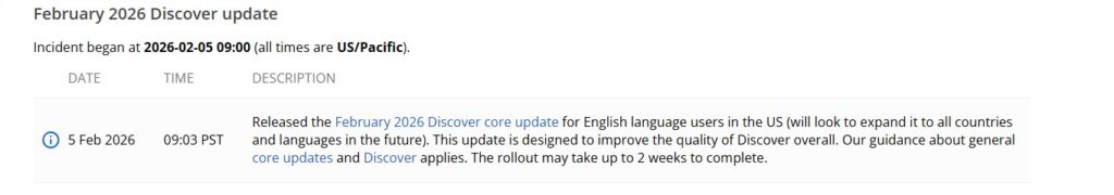 February 2026 Core Update 